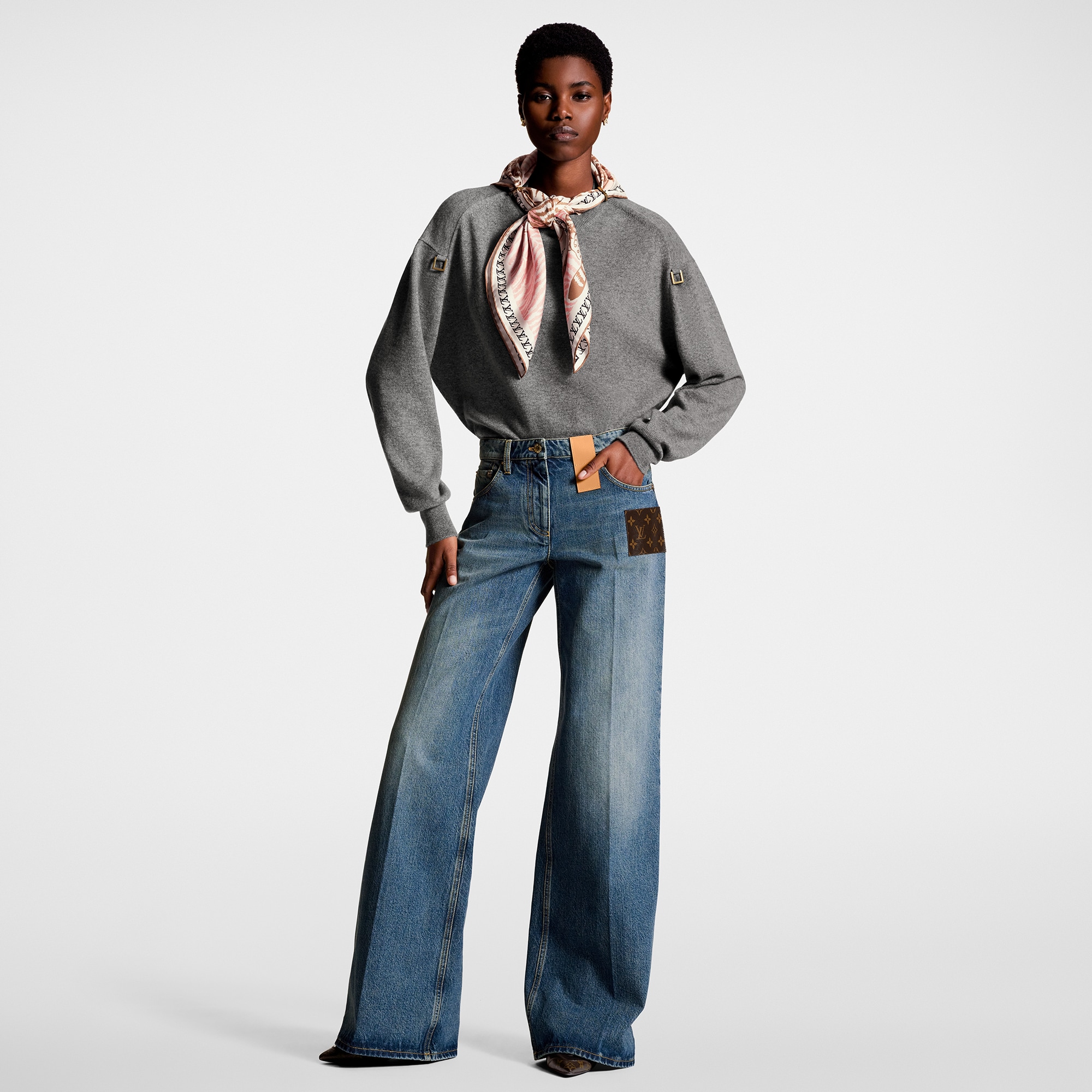 Stonewashed Monogram Patch Boot-Cut Jeans - Ready-to-Wear | LOUIS